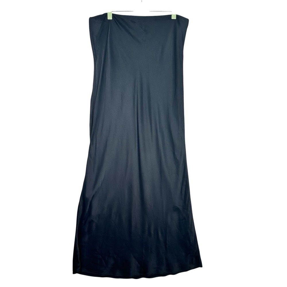 By Anthropologie Black Maxi Slip Skirt Viscose Pull On Minimalist Goth Lagenlook